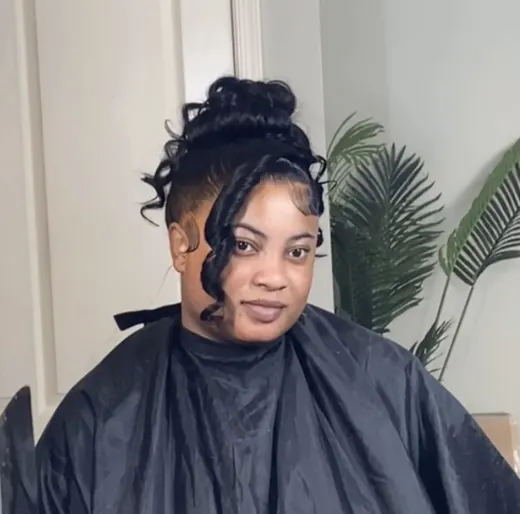 Curly high updo
